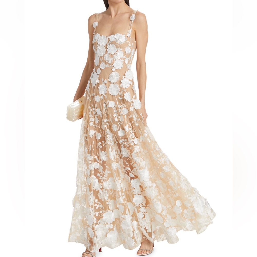 New! BRONX & BANCO 3D Floral Embroidery Gown Sz XL/ US 10
